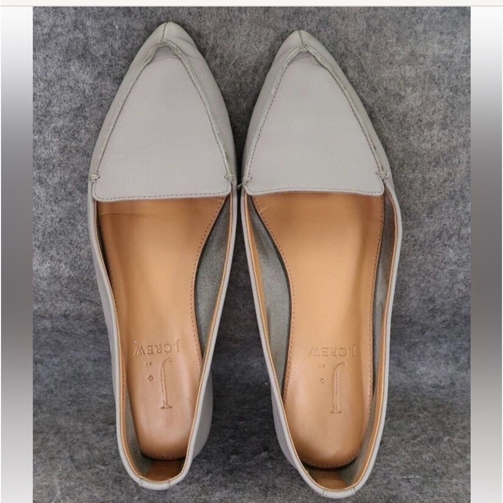J crew 6.5 leather flats classic gray